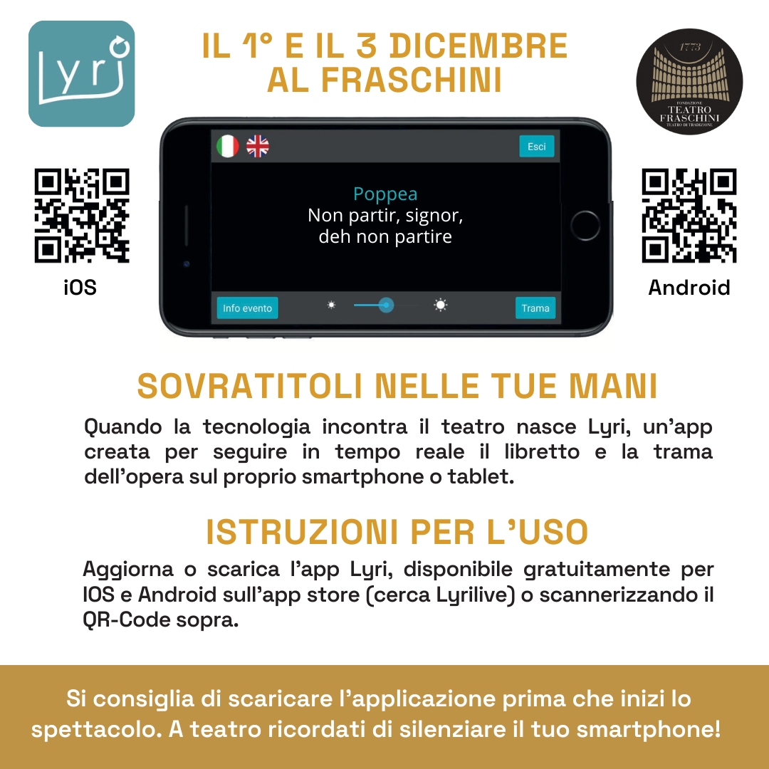 APP Lyri – I sovratititoli nelle tue mani all’Incoronazione di Poppea